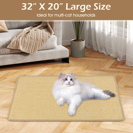 Juego de 2 alfombras rascadoras para gatos, 81 x 51 cm, de sisal natural