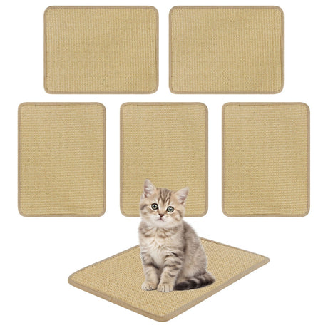 Juego de 12 alfombrillas rascadoras para gatos de 40 x 30 cm, almohadillas de sisal natural
