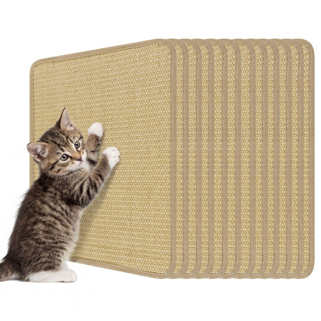Juego de 12 alfombrillas rascadoras para gatos de 40 x 30 cm, almohadillas de sisal natural