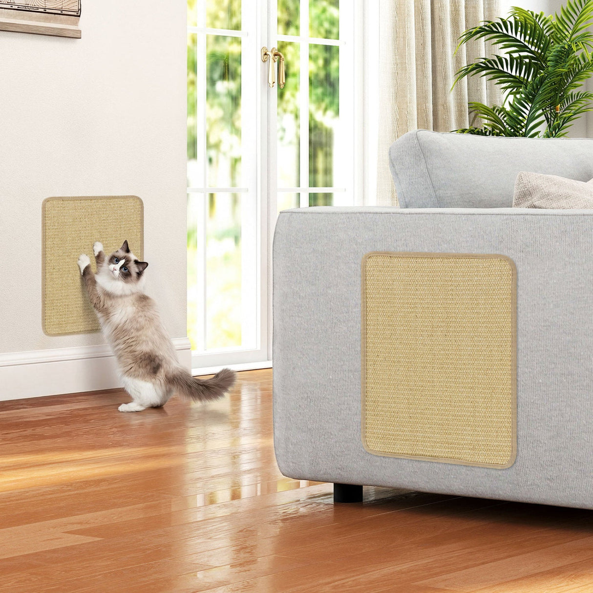Juego de 12 alfombrillas rascadoras para gatos de 40 x 30 cm, almohadillas de sisal natural