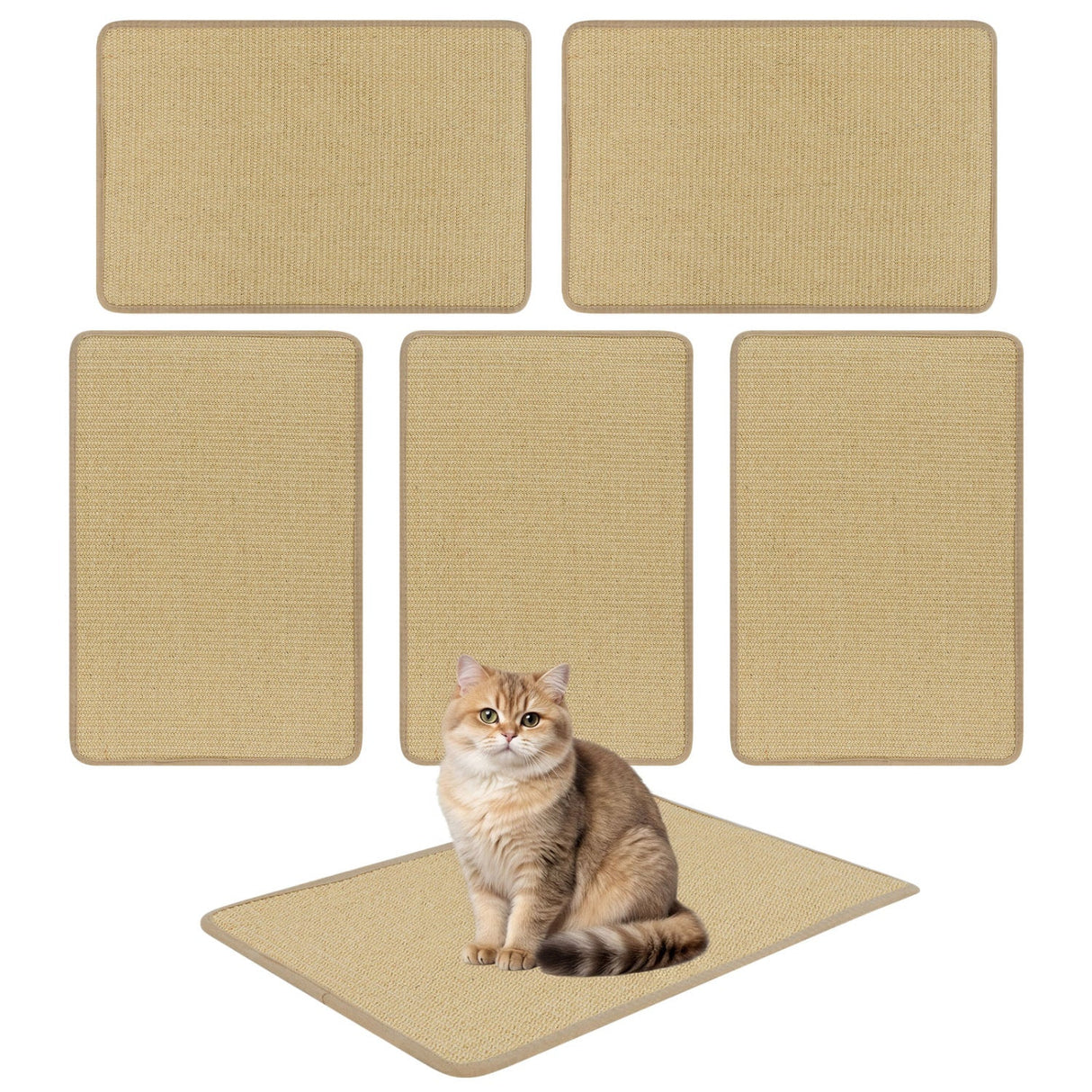 Set de 12 Alfombrillas Rascadoras para Gatos, 60 x 40 cm, Almohadillas de Sisal Natural