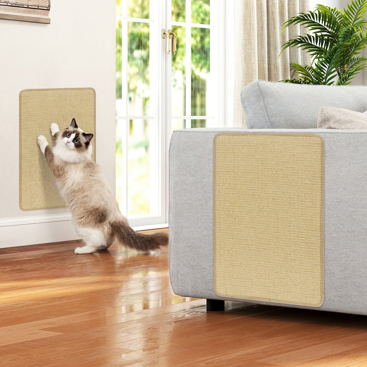 Set de 12 Alfombrillas Rascadoras para Gatos, 60 x 40 cm, Almohadillas de Sisal Natural