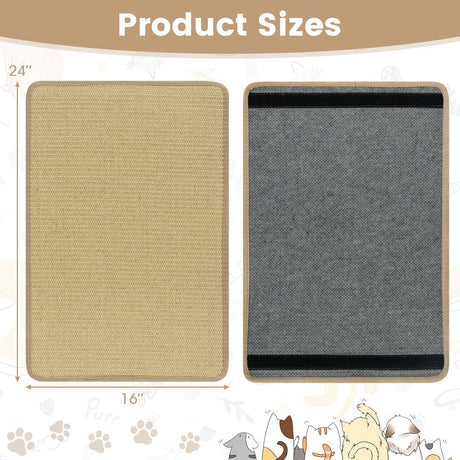 Set de 12 Alfombrillas Rascadoras para Gatos, 60 x 40 cm, Almohadillas de Sisal Natural