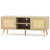 Mueble para TV de ratán PE con 2 armarios y estantes abiertos