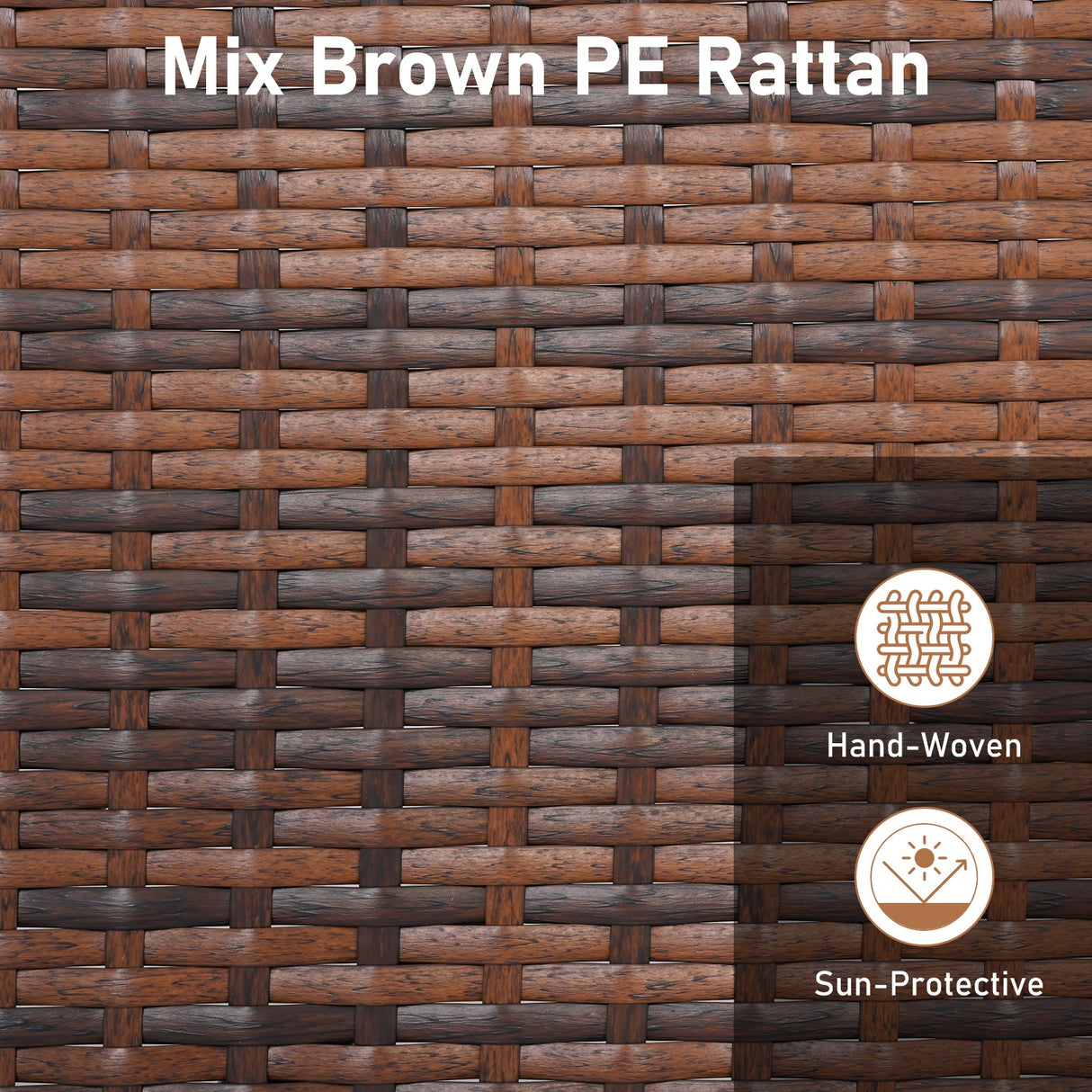Otomanas de Mimbre PE (ratán) juego de 2 con cojines removibles-Beige