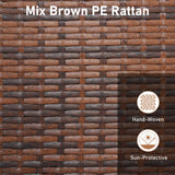 Otomanas de Mimbre PE (ratán) juego de 2 con cojines removibles-Beige