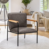 PU Leather Accent Chair with Rubber Wood Armrests