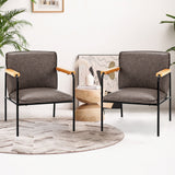 PU Leather Accent Chair with Rubber Wood Armrests