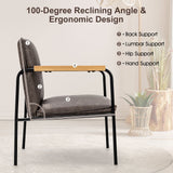PU Leather Accent Chair with Rubber Wood Armrests