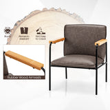 PU Leather Accent Chair with Rubber Wood Armrests
