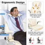 Ergonomic Office PU Leather Executive Chair with Flip-up Armrests and Rocking Function
