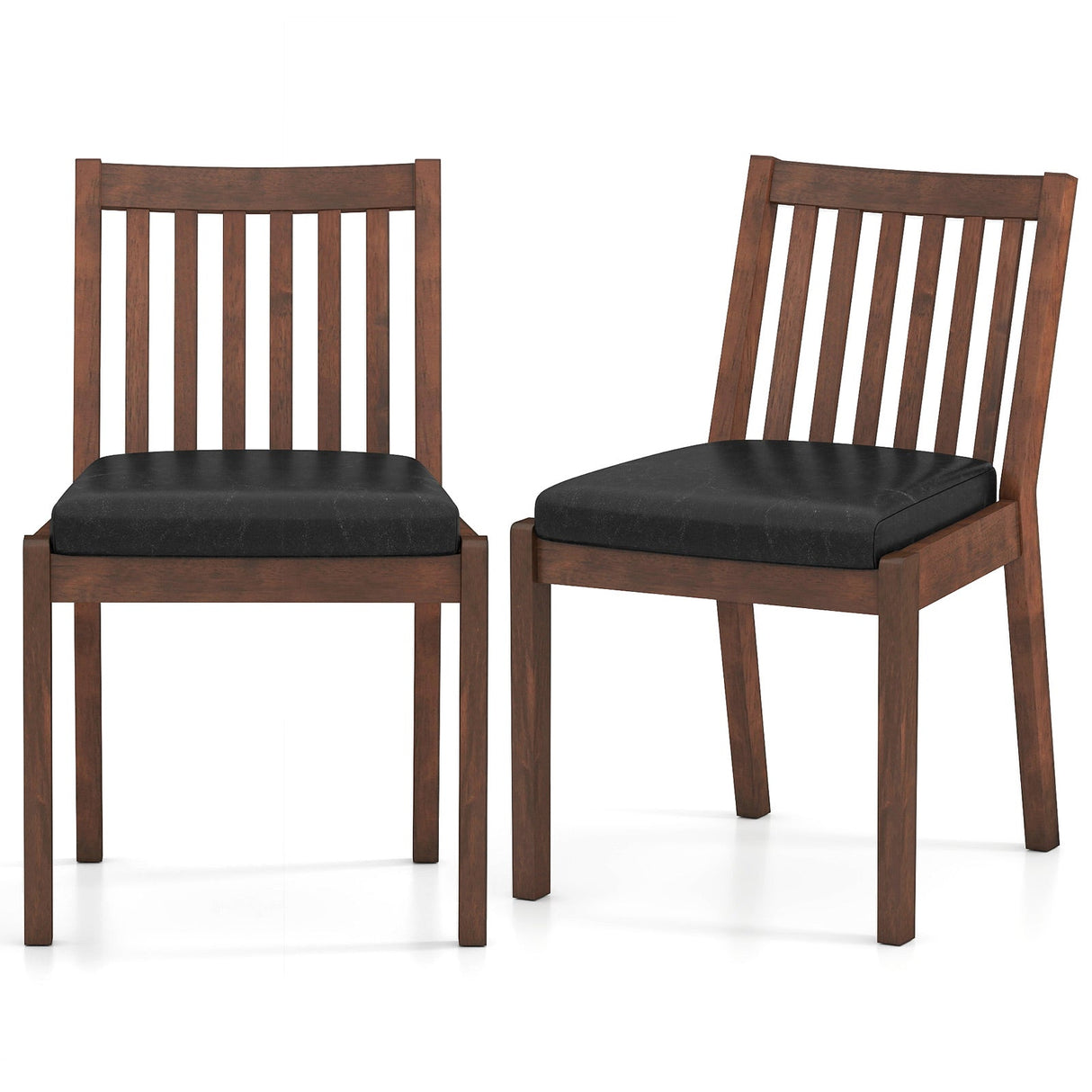 Sillas de comedor tapizadas en cuero sintético con asiento acolchado, juego de 2 - Espresso