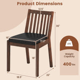Sillas de comedor tapizadas en cuero sintético con asiento acolchado, juego de 2 - Espresso