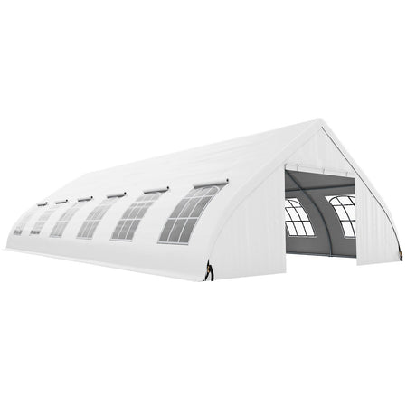 Carpa de fiesta con forma de durazno de 20 x 40 pies con puertas con cremallera - Blanca
