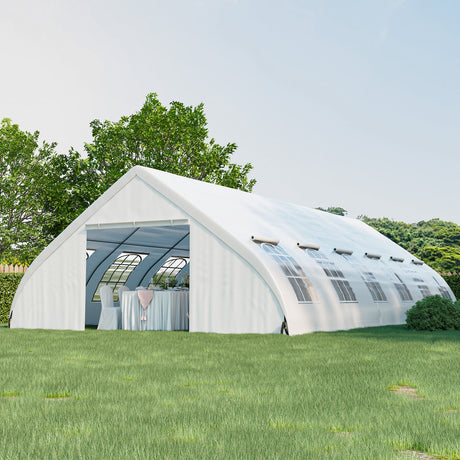 Carpa de fiesta con forma de durazno de 20 x 40 pies con puertas con cremallera - Blanca