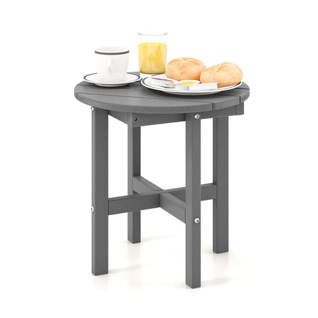 Mesa auxiliar redonda Adirondack de 18 pulgadas con base cruzada y superficie de listones - Gris