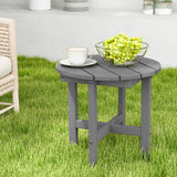 Mesa auxiliar redonda Adirondack de 18 pulgadas con base cruzada y superficie de listones - Gris