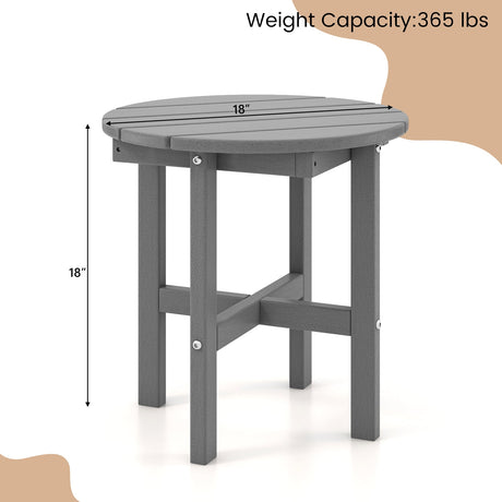 Mesa auxiliar redonda Adirondack de 18 pulgadas con base cruzada y superficie de listones - Gris