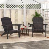 Sillón Adirondack para patio con asiento acolchado de ratán y portavasos oculto