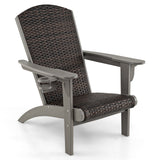 Sillón Adirondack para patio con asiento acolchado de ratán y portavasos oculto