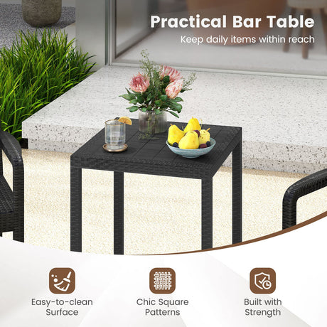 Juego de barra para patio de 3 piezas con 2 taburetes y 1 mesa de barra - Negro
