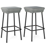 29.5 Inches Patio Bar Stools Set of 2 with Rattan Seat and Footrest