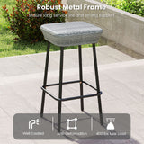 29.5 Inches Patio Bar Stools Set of 2 with Rattan Seat and Footrest