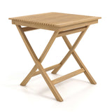 Mesa de bistró de teca indonesia de 27,5 pulgadas con tablero de listones y estructura de madera resistente