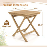 Mesa de bistró de teca indonesia de 27,5 pulgadas con tablero de listones y estructura de madera resistente