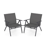 Patio Chairs Set of 2 with Breathable Mesh Fabric and Metal Frame-Gray