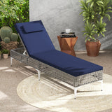 Tumbona doble de patio con respaldo y reposacabezas ajustables en 6 niveles para piscina - Azul marino