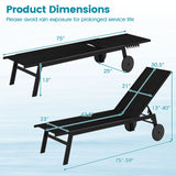 Patio Chaise Lounge Chair with Wheels and 6