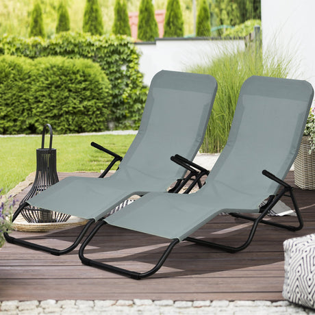 2 Tumbonas plegables portátiles para patio con diseño balancín - Verde claro
