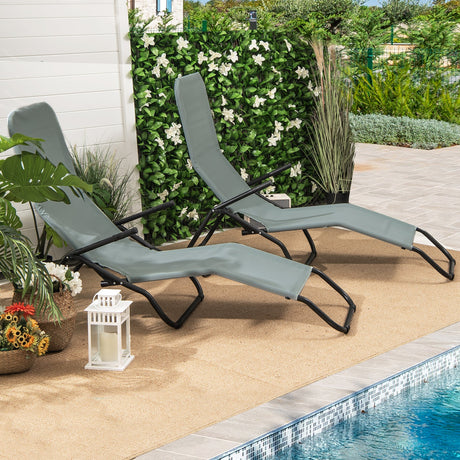 2 Tumbonas plegables portátiles para patio con diseño balancín - Verde claro