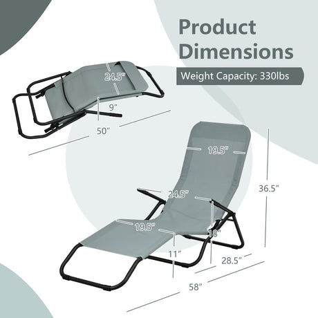 2 Tumbonas plegables portátiles para patio con diseño balancín - Verde claro