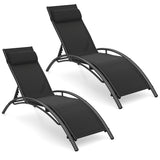 Patio Chaise Lounges Set of 2 Outdoor Recliner with 5-Position Backrest