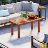 Mesa de centro para patio con tablero de listones para terraza o piscina