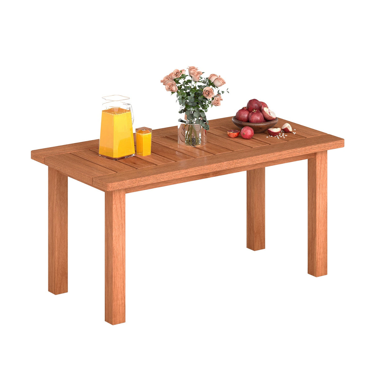 Mesa de centro para patio con tablero de listones para terraza o piscina