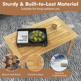 Mesa de centro para patio con estructura de madera de teca maciza y tablero de listones