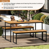 Banco de comedor sin respaldo para patio con asiento de listones y patas de metal
