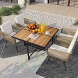 Juego de 4 sillas de comedor para patio, bistró, sillas de ratán bien tejidas - Blancas