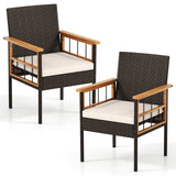 Juego de 2 sillas de comedor para patio con cojines suaves - Blancas
