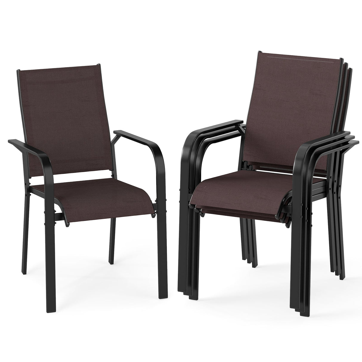 Juego de 2/4/6 sillas de comedor apilables para patio/exteriores