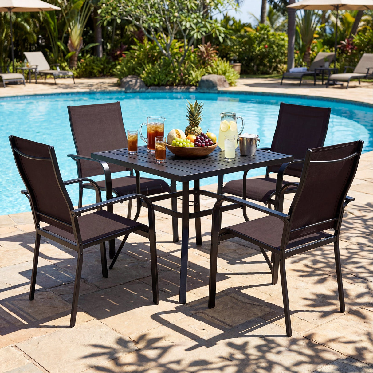 Juego de 2/4/6 sillas de comedor apilables para patio/exteriores