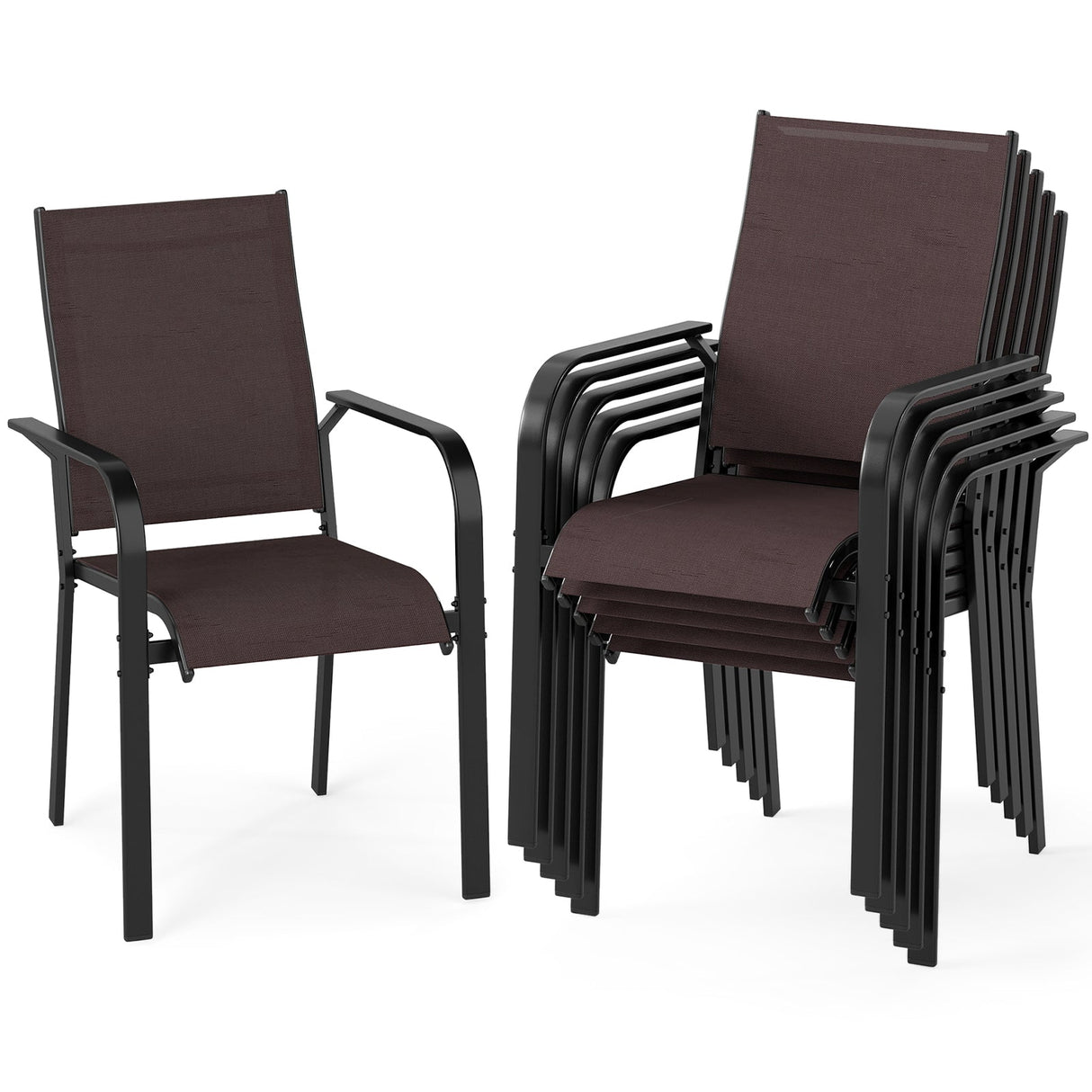 Juego de 2/4/6 sillas de comedor apilables para patio/exteriores