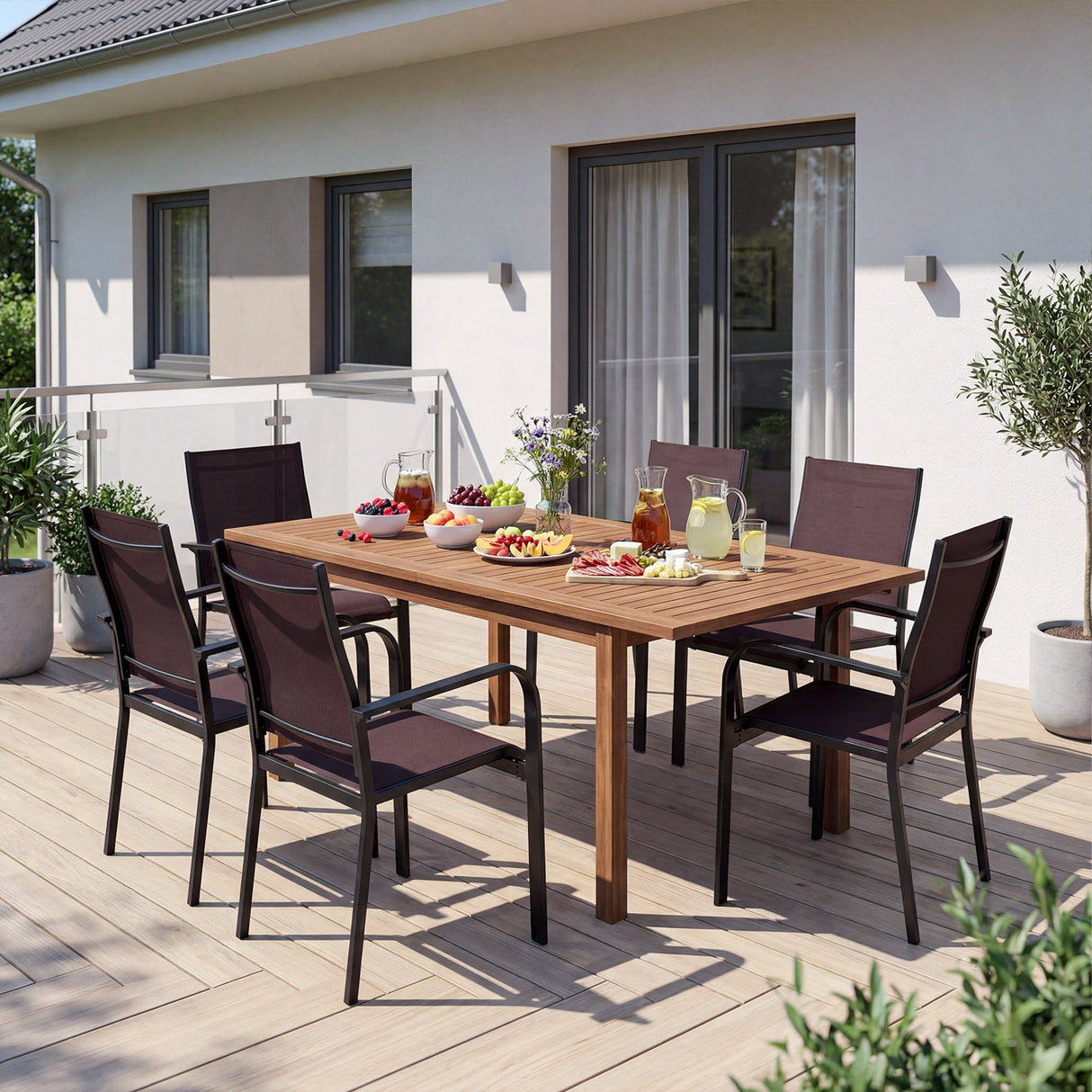 Juego de 2/4/6 sillas de comedor apilables para patio/exteriores