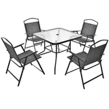 Juego de comedor para patio para 4 personas con agujero para sombrilla - Gris