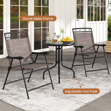 Juego de Muebles de Comedor Bistro para Exteriores de 3 Piezas con Agujero para Sombrilla de 1.57 Pulgadas