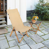 Silla de camping plegable de bambú con respaldo ajustable de 2 niveles - Natural