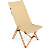 Silla de camping plegable de bambú con respaldo ajustable de 2 niveles - Natural